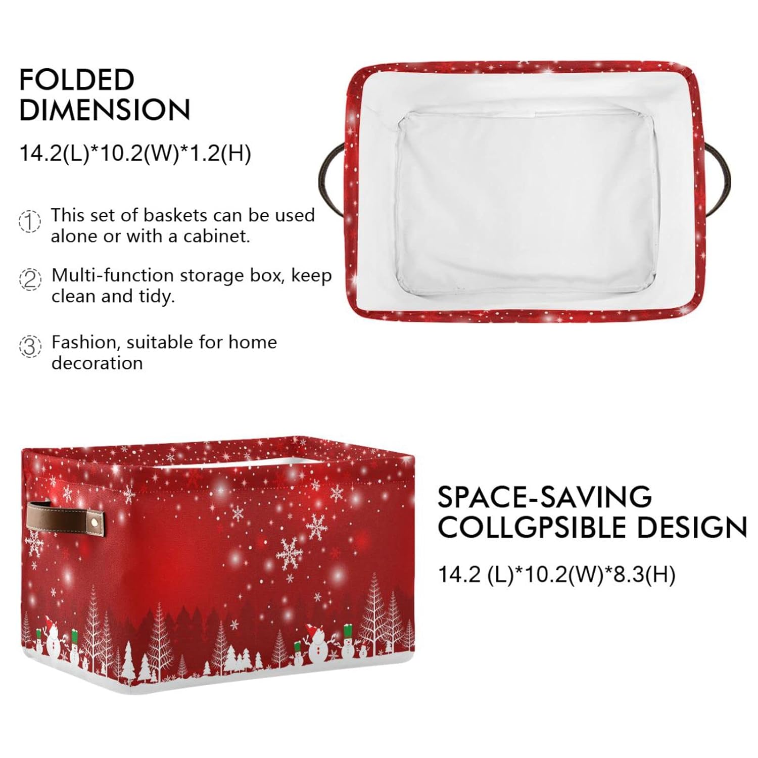 Large Storage Basket Christmas Tree Snowman Foldable Storage Box Organizer Bins With Handles For Bedroom Home Office