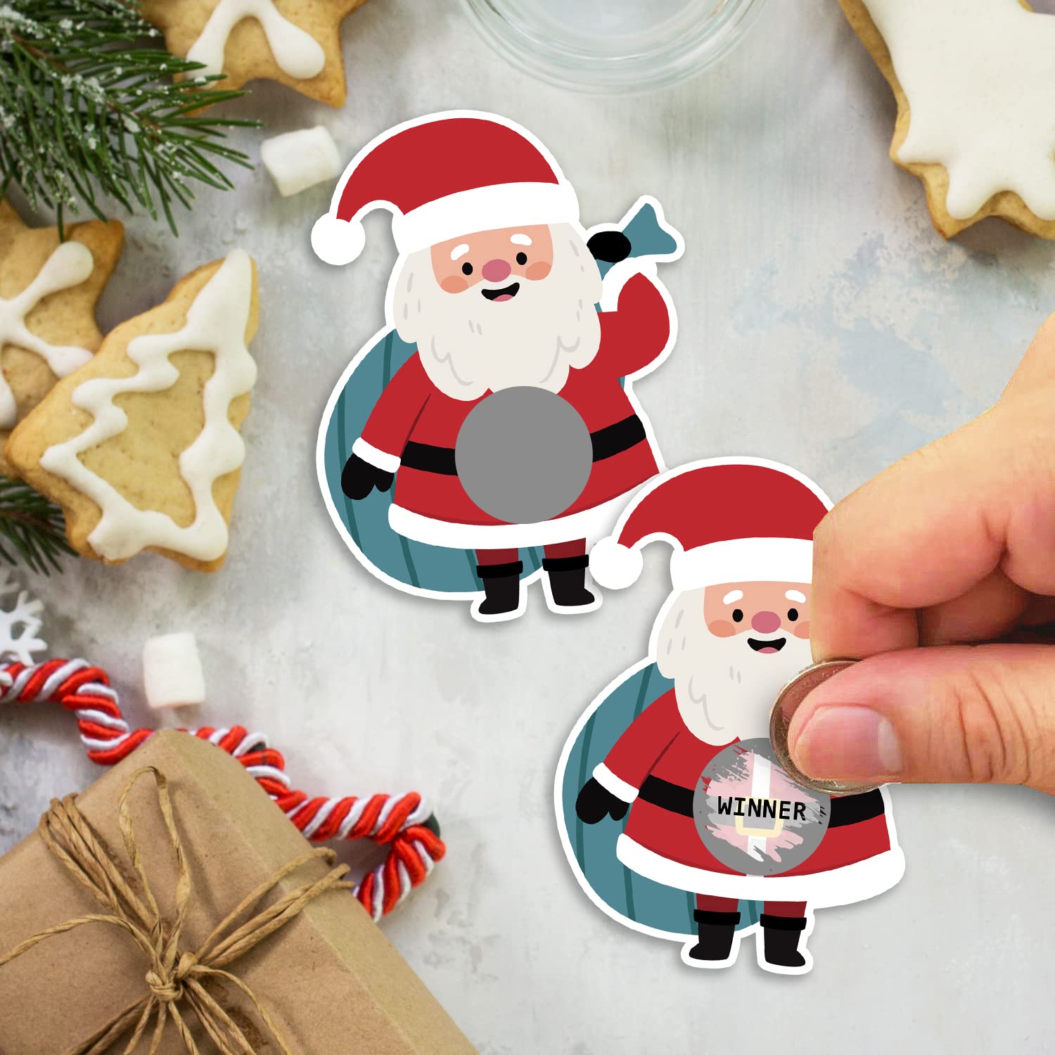 Scratch Off Game - 40 Funny Christmas Cards With Santa Shape For Adults, Xmas Holiday Party Activity