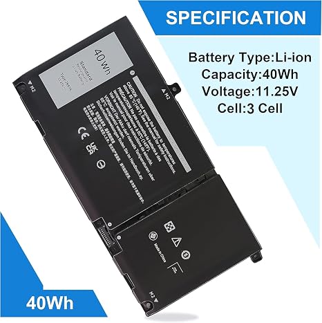 Dell JK6Y6 40Wh Laptop Battery Replacement for Latitude 3410 3510 Vostro 5401 5501