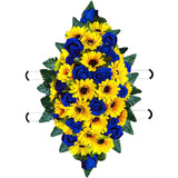 Artificial Summer Autumn Sunflower Cemetery Flowers Outdoor Grave Decorations Saddle Arrangement For Headstone,Outdoor Tombstone Memorial Decorations, Easy Fit (Yellow Darkblue)