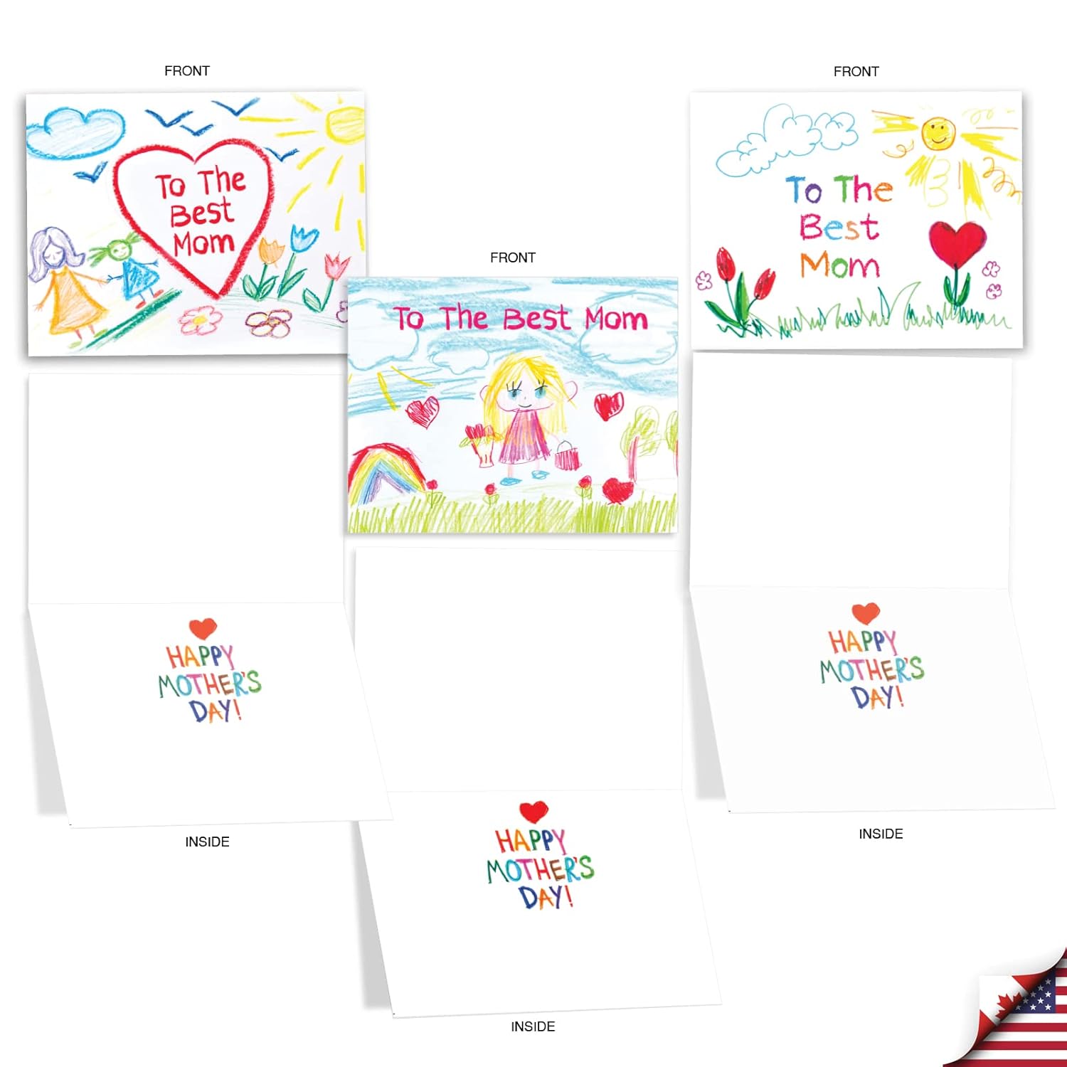 20 Assorted Mother'S Day From The Notecards Box Set 4 X 5.12 Inch With Envelopes (10 Designs, 2 Each) Son, Daughter - Love You Mommy Am10309Mdg-B2X10