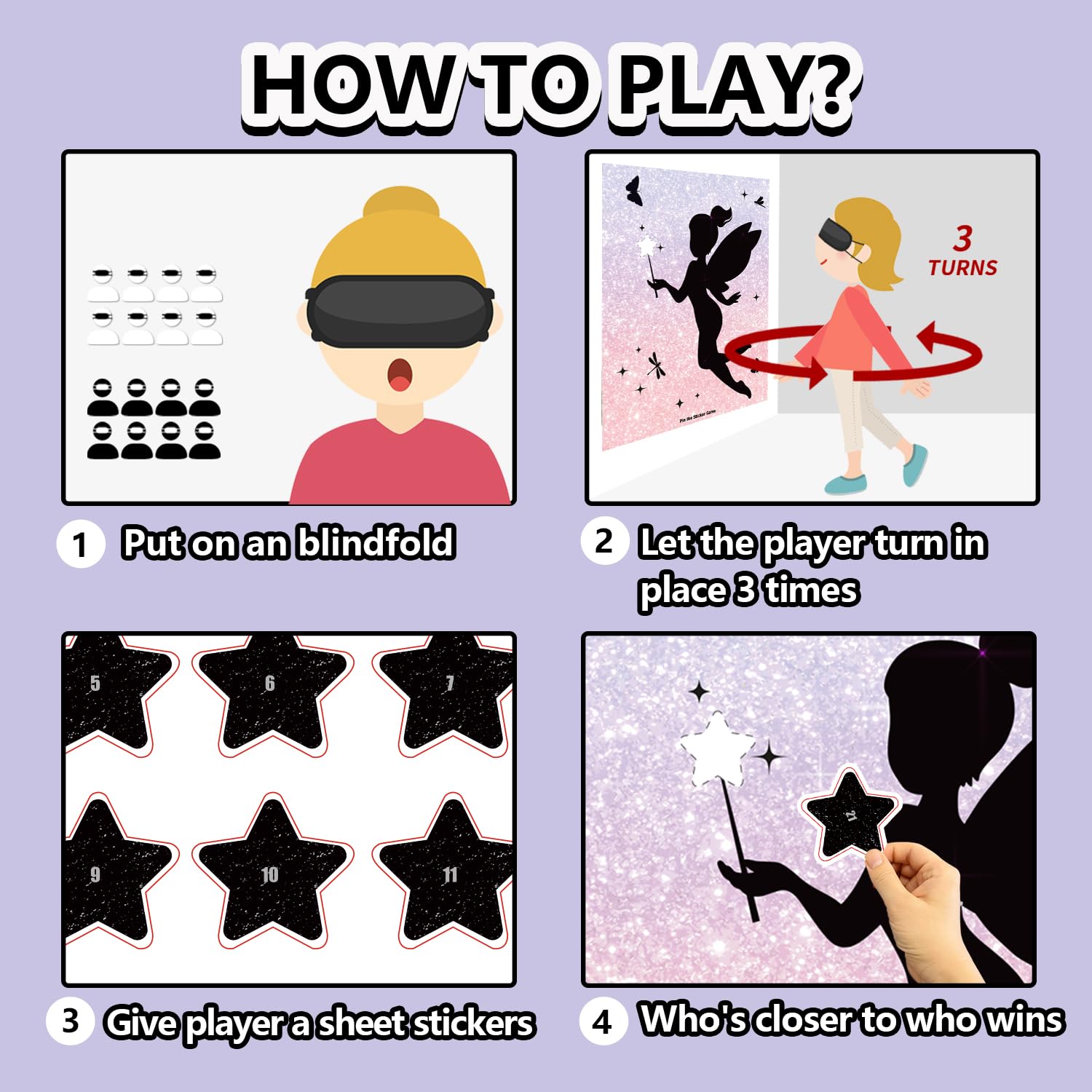 Fairy Birthday Party Games, Pin The Star On The Fairy Game, Fairy Party Decorations Party Favors Supplies Birthday Party Funny Games