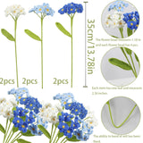6 Pcs Crochet Flowers Bulk Forget Me Not Crochet Flower Gifts Blue Handmade Crocheted Flowers Bouquet Diy Home Decor For Mother'S Day Birthday Wedding Women Moms Wives Friends