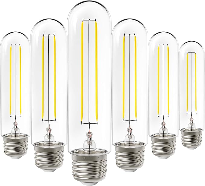 6 Pack Dusk to Dawn T10 LED Light Bulbs 5W 40W Equivalent 2700K Soft White E26 Waterproof