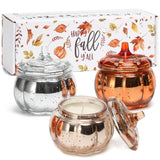 Thanksgiving Pumpkin Shaped Candle, Pumpkin Spice Scented Candle Gift Set For Fall, Autumn Farmhouse Decoration Halloween 3X4.5Oz