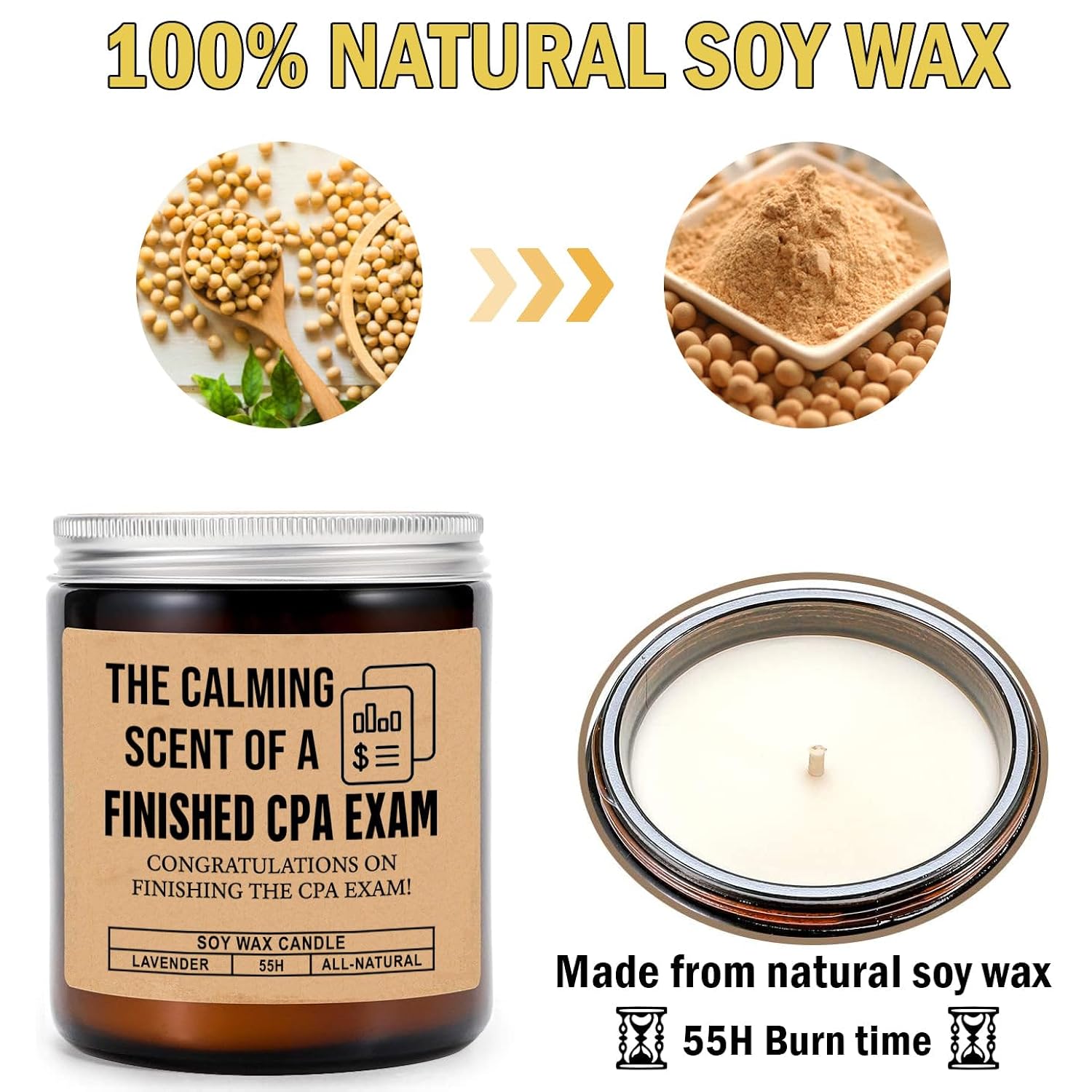 The Calming Scent Of Finished Cpa Exam Candle - Congratulations Cpa Exam Candle - Accountant Gift - Funny Candle Gifts For Finished Cpa Exam - Lavender Scented Candles- Soy Wax Candle