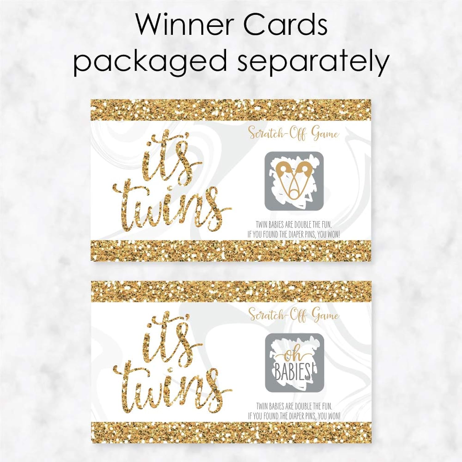 Big Dot of Happiness It's Twins - Gold Twins Baby Shower Game Scratch Off Cards - 22 Count