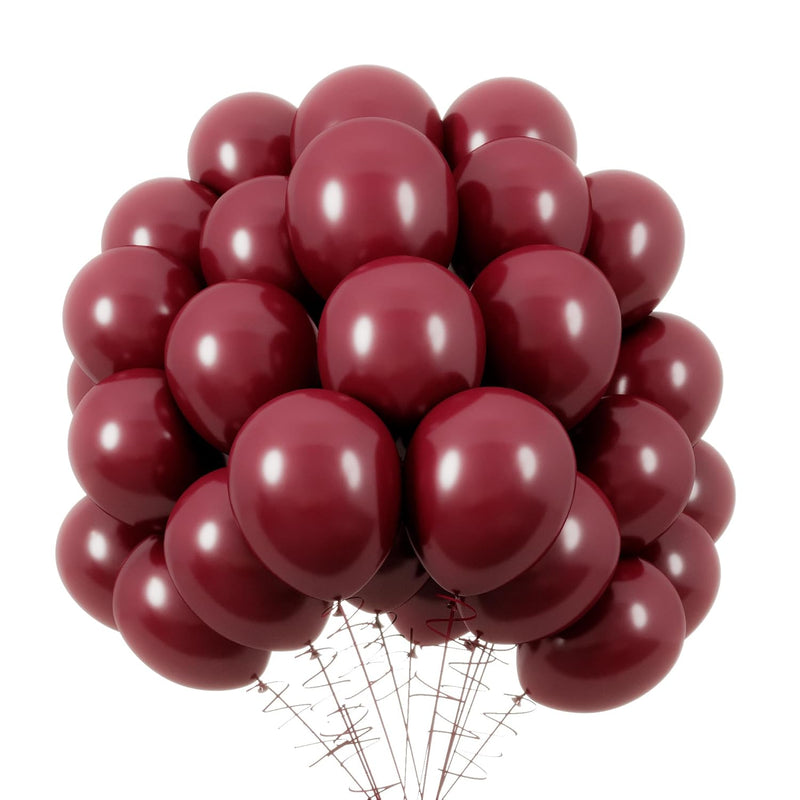 120Pcs Burgundy Balloons 12 Inches Latex Balloons, Pearl Wine Red Ball