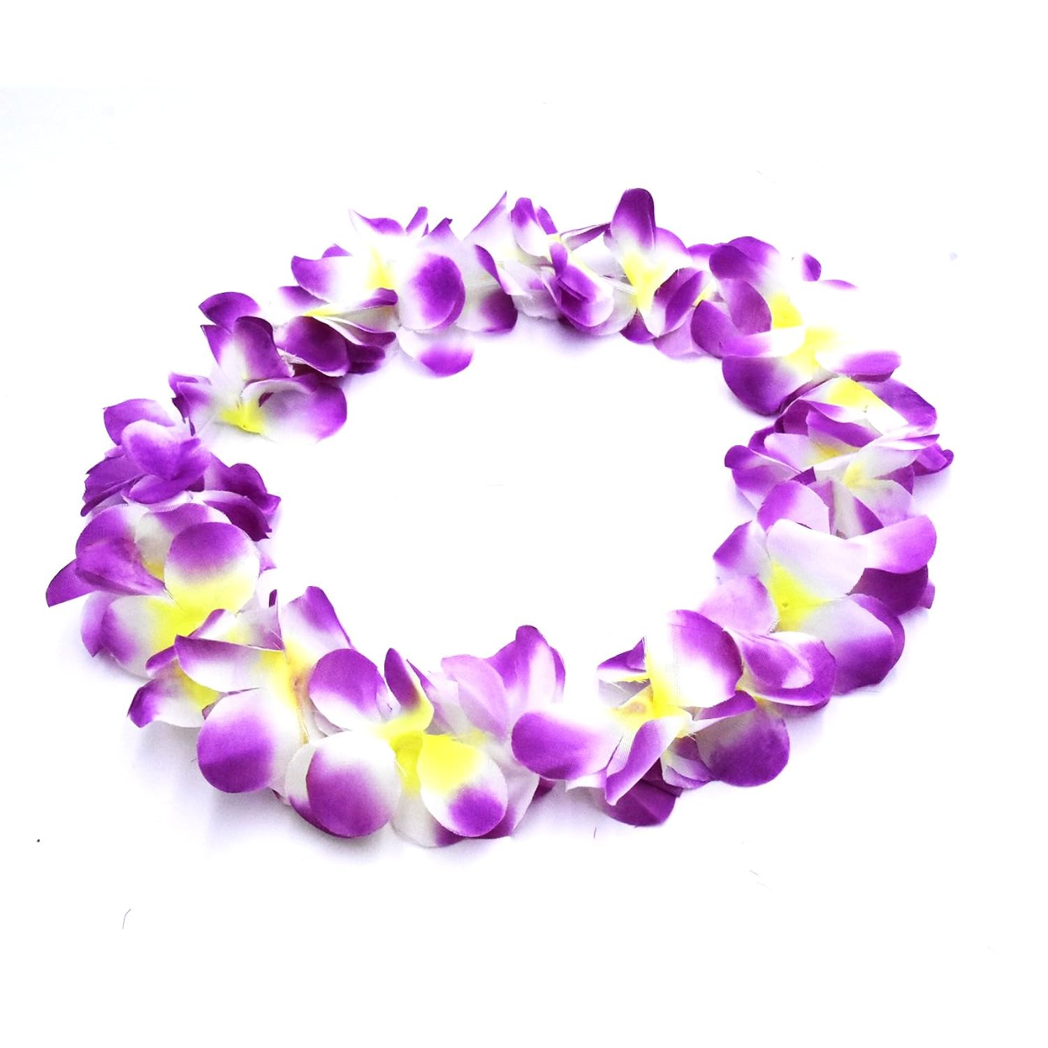 Hawaiian Flower Leis Jumbo Necklace Bracelets Headband 4 Pcs Set For Hawaiian Luau Party Decoration Supplies (Purple)