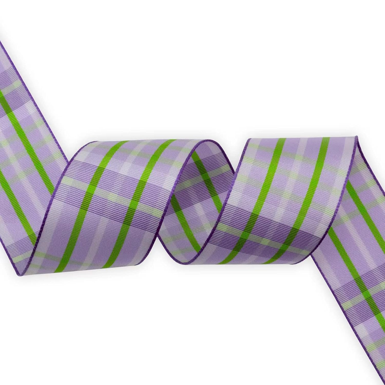 Wired Purple Ribbon Plaid Taffeta,1-1/2" X 10Meters,For Easter,Spring, Summer, Birthday, Wreath, Birthday, Gift Bows, Christmas