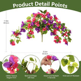 Artificial Fake Flowers Plants For Outdoor Decoration, 2 Pcs Faux Silk Flower Bougainvillea Vines Look Real Uv Resistant For Home Porch Patio Balcony Yard Spring Decor(Mix Purple)