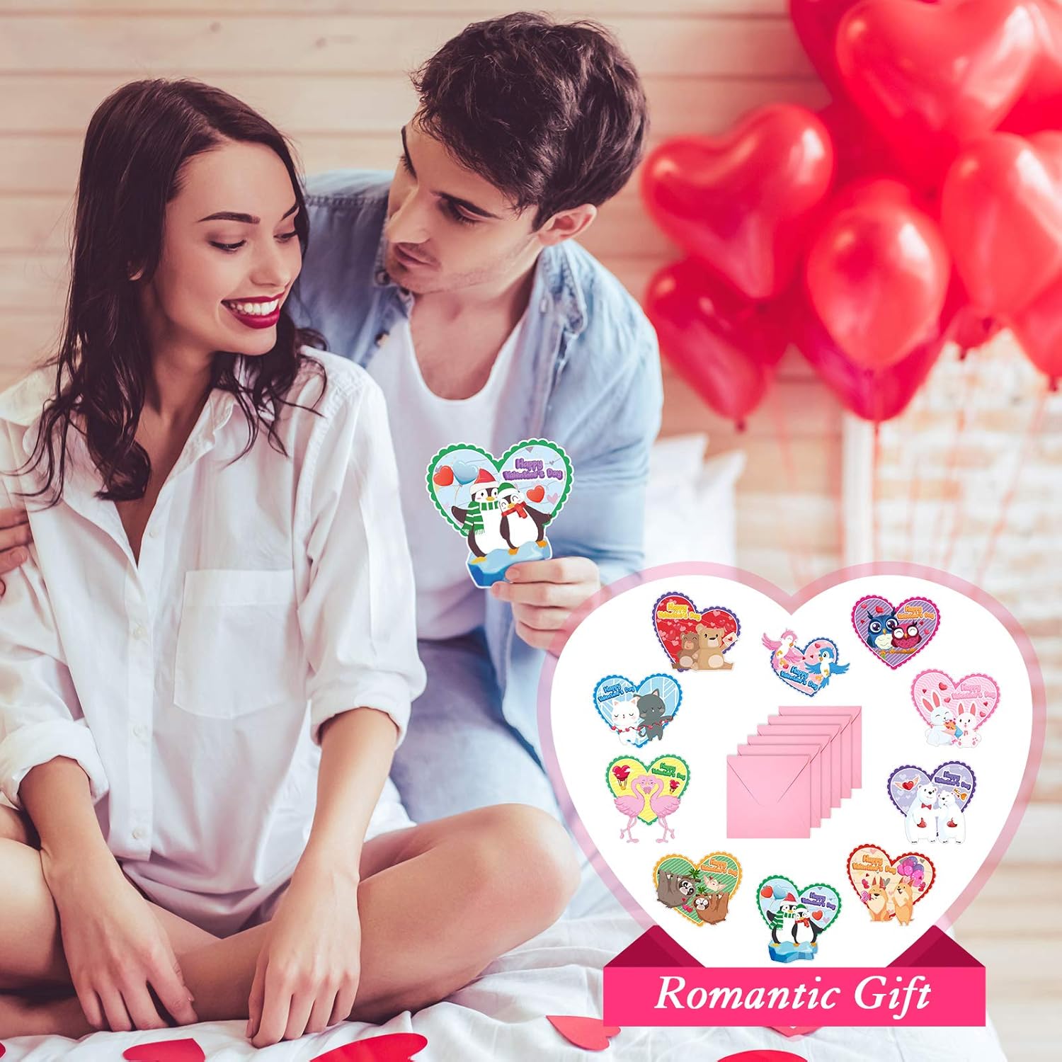 40 Pieces Valentine'S Day Kids Cards Lovely Valentines Greeting Cards With Envelopes Heart Shaped Anniversary Cards For Classroom Boys Girls, 10 Designs