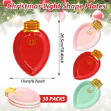 30Pcs Christmas Paper Plate Lights Shape Disposable Dinner Party Plates Holiday Dinnerware For Dessert Salad Appetizer Cookies, 10.4 X 6.7 In