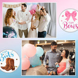 60 Pcs Boots Or Bows Gender Reveal Pins, Funny Baby Shower Team Boots Or Bows Gender Reveal Decorations For Party Supplies Blue And Pink Team Button Pins Games Decorations