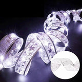 Christmas Tree Decorations 66Ft 200 Led Sliver Ribbon Fairy Lights Battery-Powered Copper Wire Bows For Christmas New Ye