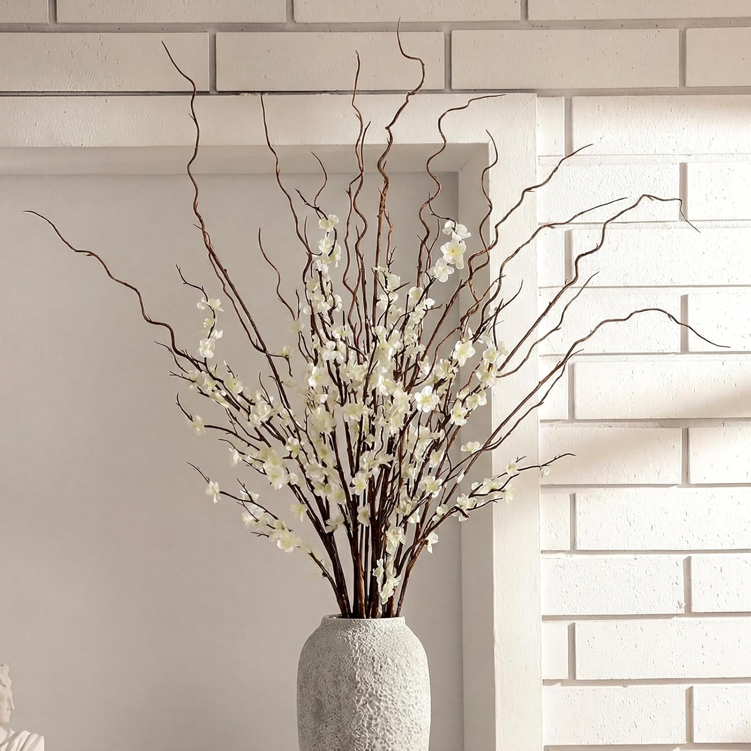 8 Pcs 38 Inch Artificial Flowers Cherry Blossom 45 Inch Curly Willow Branches For Spring Summer Indoor Decoration Faux Long Stem Silk Plum Blossom For Wedding Home Office Hotel Vase Decor