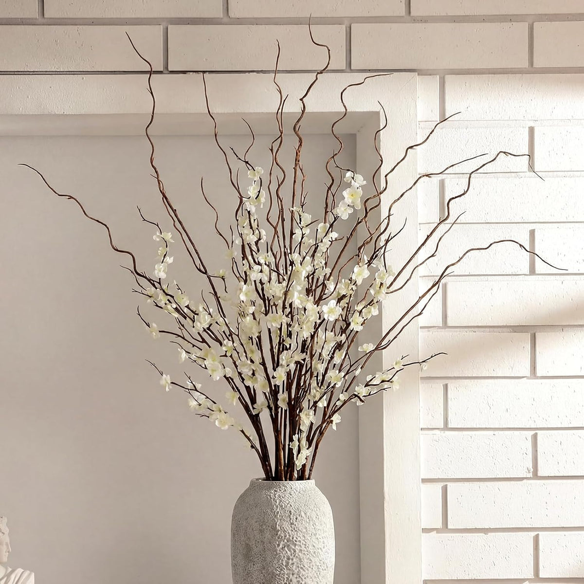 8 Pcs 38 Inch Artificial Flowers Cherry Blossom 45 Inch Curly Willow Branches For Spring Summer Indoor Decoration Faux Long Stem Silk Plum Blossom For Wedding Home Office Hotel Vase Decor