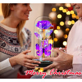 Valentines Day Rose Glass Flowers Gifts For Her, Galaxy Crystal Light Up Rose In A Glass Dome, Valentines Day Gifts For Mom Wife, Valentine Birthday Gifts For Women,Purple Butterfly