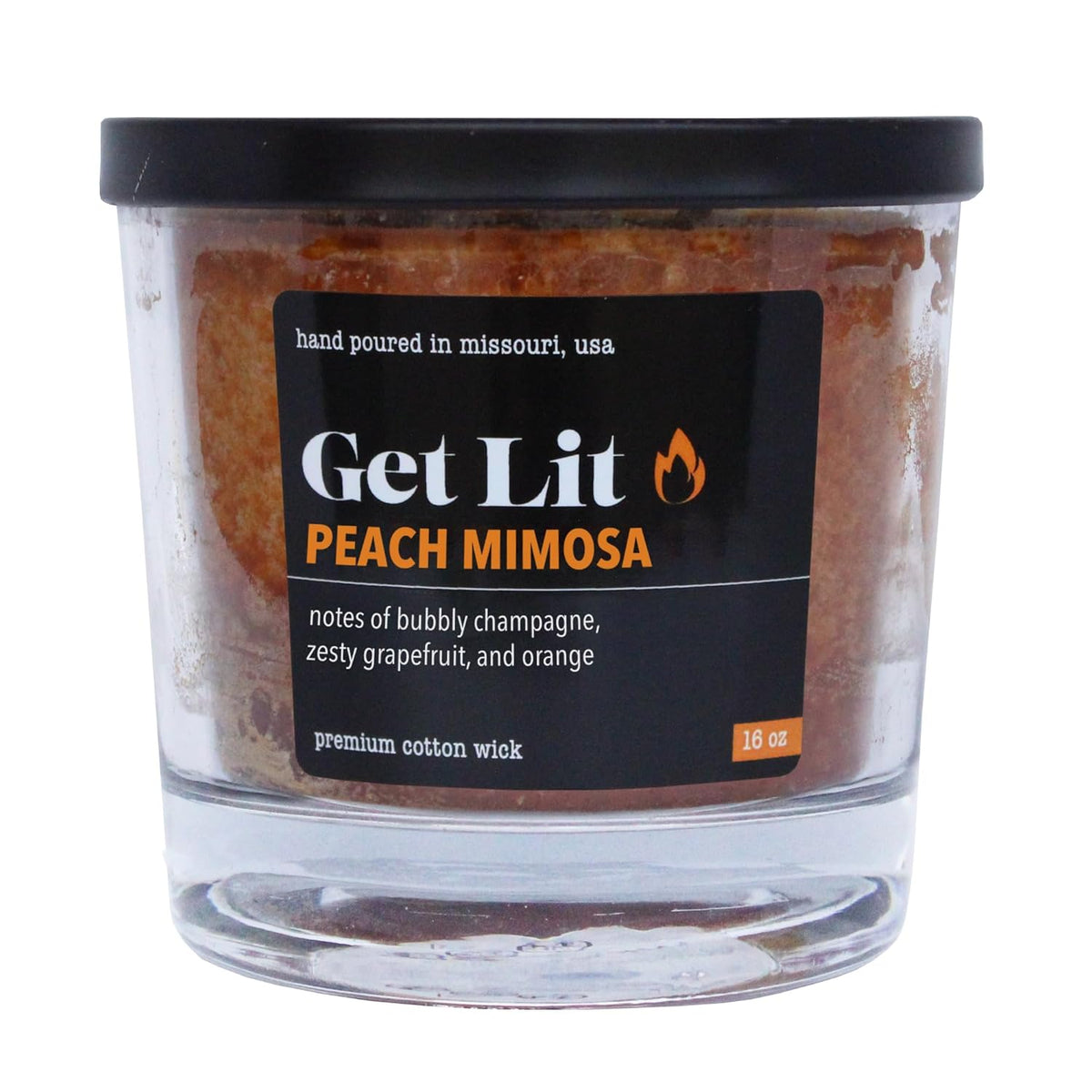 Get Lit | Peach Mimosa | 16 oz Double-Wick Scented Candle | Hand-Poured in Missouri, USA | Bright Fruity Champagne Fragrance