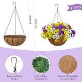 Artificial Outdoor Flowers With Hanging Basket, Hanging Planters With 12Pcs Fake Pansy Flowers For Spring Summer Front Porch Garden Patio Home Decor
