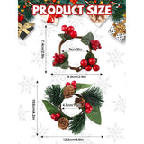 12Pcs Christmas Napkin Rings Xmas Napkin Holders Wooden Napkin Buckles Pine Needle Wreath Holly Berry Napkin Buckles Wooden Tableware Supplies For Banquet Party Table Decoration?Wreath?