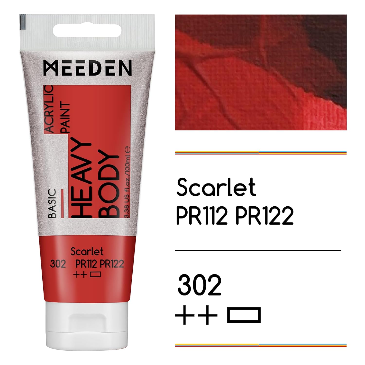 Acrylic Paint Scarlet Red: Bundled With Titanium White Color - 100Ml/3.38Oz X 2 Bulk Heavy Body Acrylic Paint Tubes For Art Craft Painting