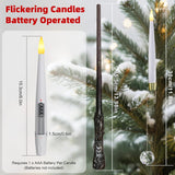 Christmas Tree Candles With Magic Wand 12 Pack Flameless Candles For Christmas Tree Flickering Battery Operated Led Candle For Holiday Home Party Decor With Crystal Ball Hook