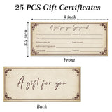 Vintage Gift Certificates For Business, For Spa Salon Restaurants Wedding Bridal Customer Custom Client Vouchers Coupon Birthday Christmas, 25 Pcs Blank Gift Cards -004