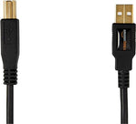 USB-A to USB-B 2.0 Printer Cable, 10ft Gold-Plated for Hard Drive, Black