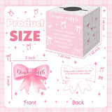 Pink Bow Baby Shower Decorations, Diaper Raffle Box For Baby Shower With 50Pcs Cards Kids' Party Banners Game For Girl, Pink Bow Baby Shower Decorations Baby Shower Raffle Tickets