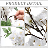 Artificial Cherry Blossom Branches 38 Inch Fake Wedding Silk Cherry Blossom Tree Stems 4 Pcs Faux Flowers Floral Arrangements For Home Vase Wedding Table Decor(White)