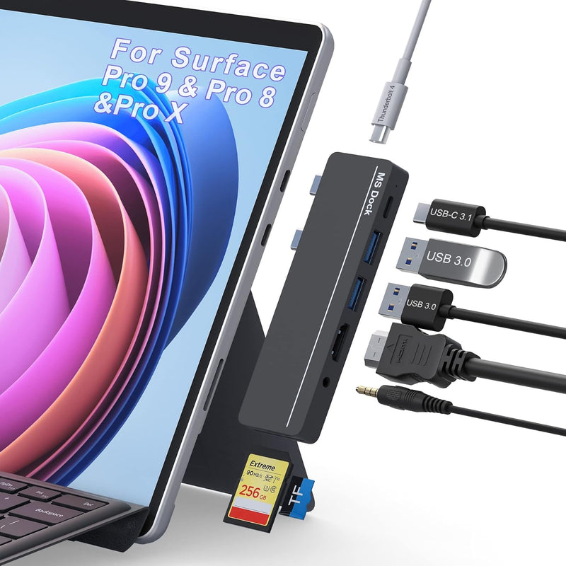 Surface Pro 9 Accessories, Surface Pro 8 Hub With 4K Hdmi, 100W Usb C Thunderb