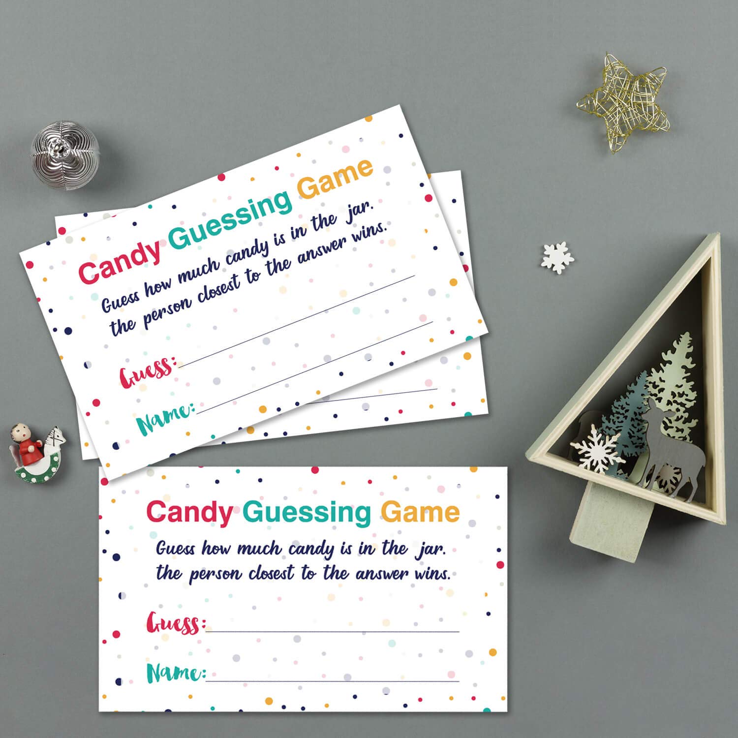 Candy Guessing Game Cards, Games Activities And Decorations, 50-Pack.