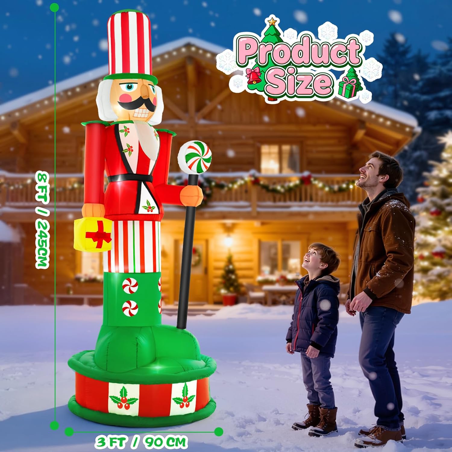 8Ft Christmas Inflatable Outdoor Decoration Inflatable Nutcracker Blow Up Nutcracker Decor With Lights For Yard Lawn Gar