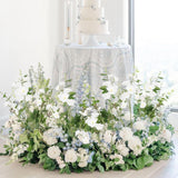 White Delphinium Artificial Flowers 7Pcs Delphiniums Silk Artificial Flowers With Clematis Leaves Long Stem Fake Flowers For Tall Vase Wedding Centerpieces Home Decor(White)