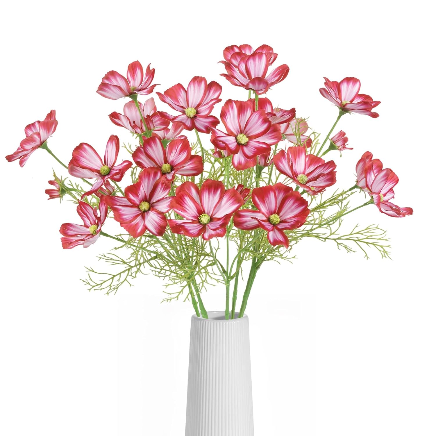 Deep Pink Fake Cosmos Flowers 40 Heads Wildflowers Flowers 8Pcs Silk Daisies With Stem For Vase Kitchen Table Centerpiece Arrangement Office Wedding Party Diy