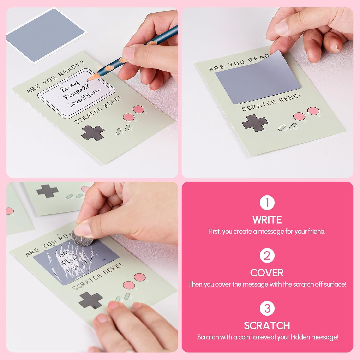 Valentine’S Day Cards For Kids – 24 Pack Scratch Off Gamer Valentines, Diy Retro Valentine Cards, Classroom Exchange, School Party Favors For Teens Boys Girls