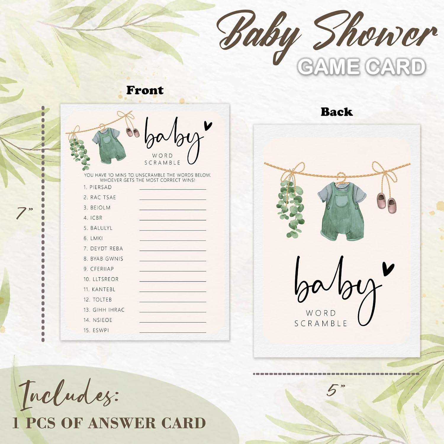 Hilarious Gender Reveal Games For Adults Women Men, Locally Grown Word Scramble Game Cards, Farmer'S Market Party Decorations Favors Ideas -30 Pcs, 5X7 In - G04