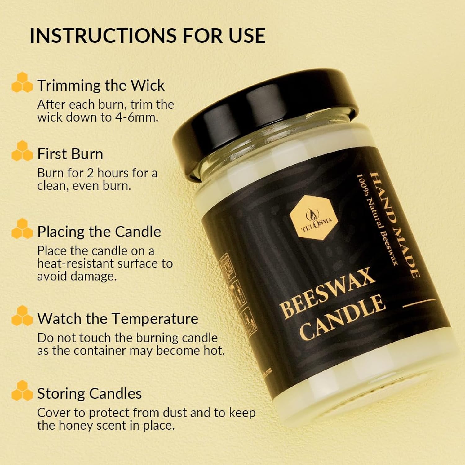4 Pcs Beeswax Jar Candles Emergency Candles Natural Beeswax Candles Unscented 1 Day Candle, Organic, Smokeless - White