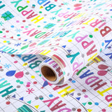 Birthday Wrapping Paper Roll, 17 Inch X 32.8 Feet, Happy-Birthday Decorative Design Gift Wrap For Birthday, Baby Shower, Holiday, Party