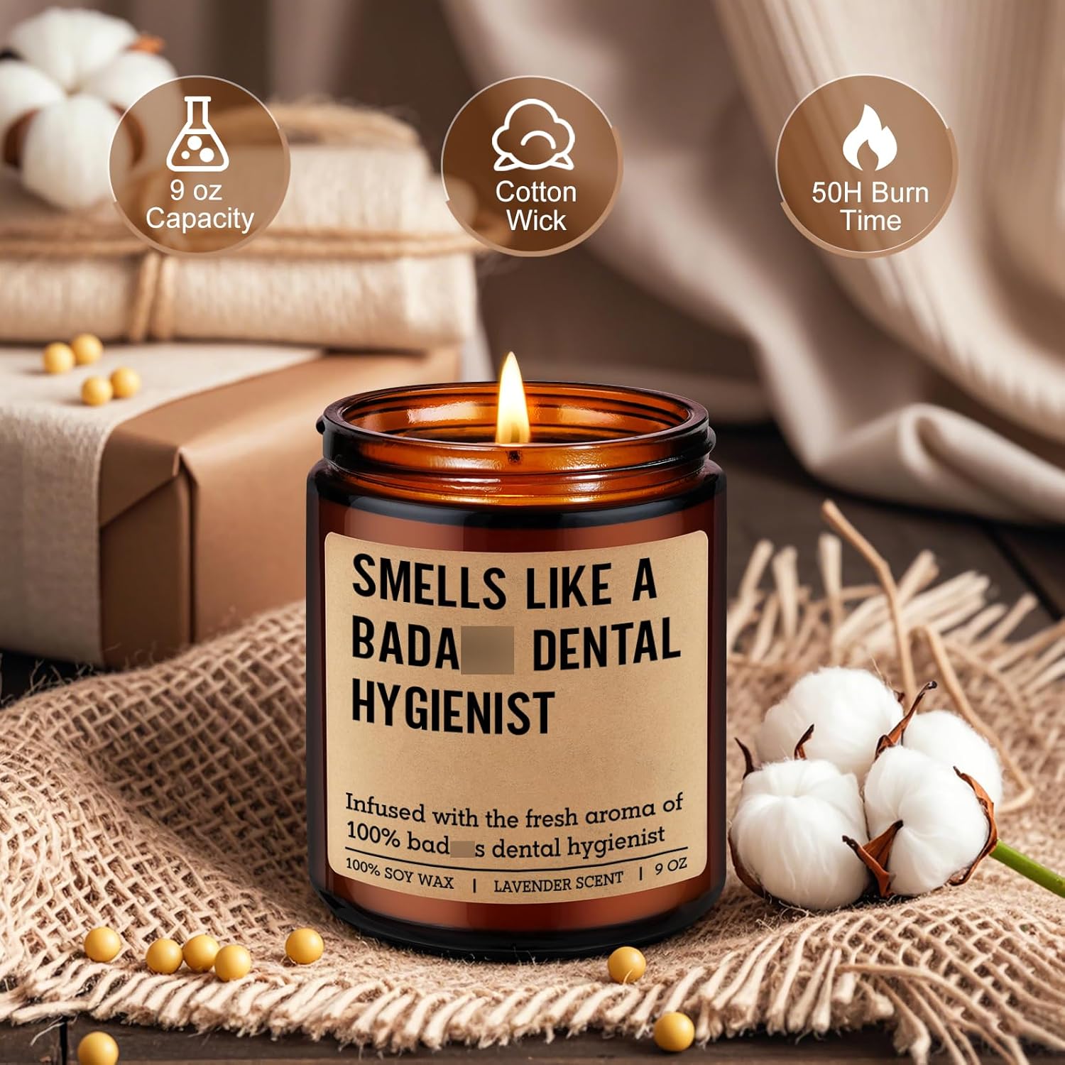 Scented Candle, Dental Hygienist Gifts - Rdh Graduation, Dental Hygiene Gifts For Women, Men - Funny Congrats, Appreciation Ideas For Hygienist, School Student, Coworkers - Rdh Retirement Decor