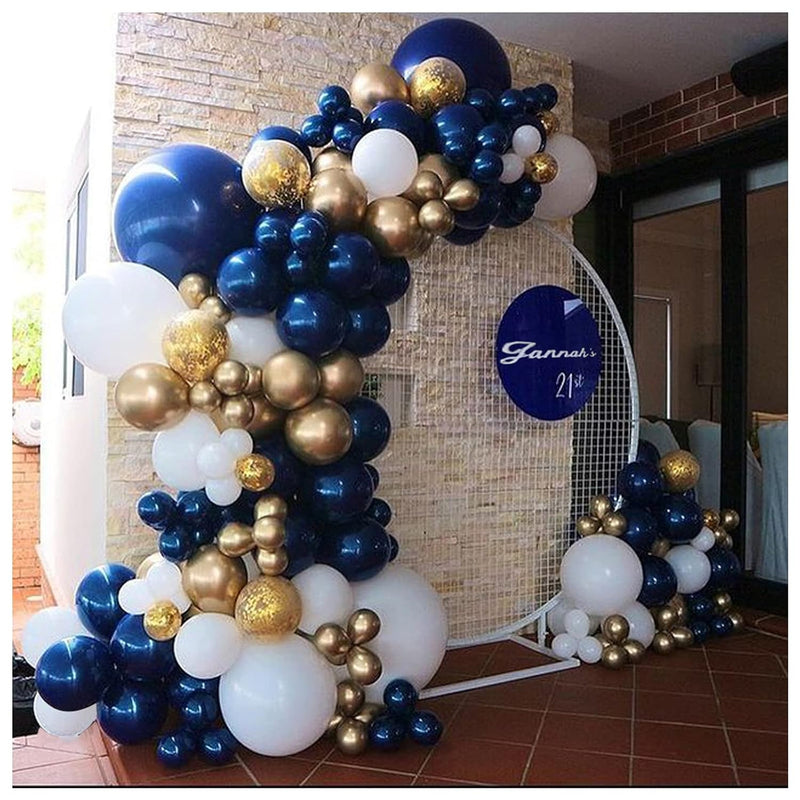 Navy Blue Balloon Arch Garland Kit-134Pcs, 4 Size Navy Blue White Chro