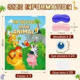 Zoo Party Game: Pin The Eyes On The Animals Poster For Jungle Safari Zoo Forest Party Supplies