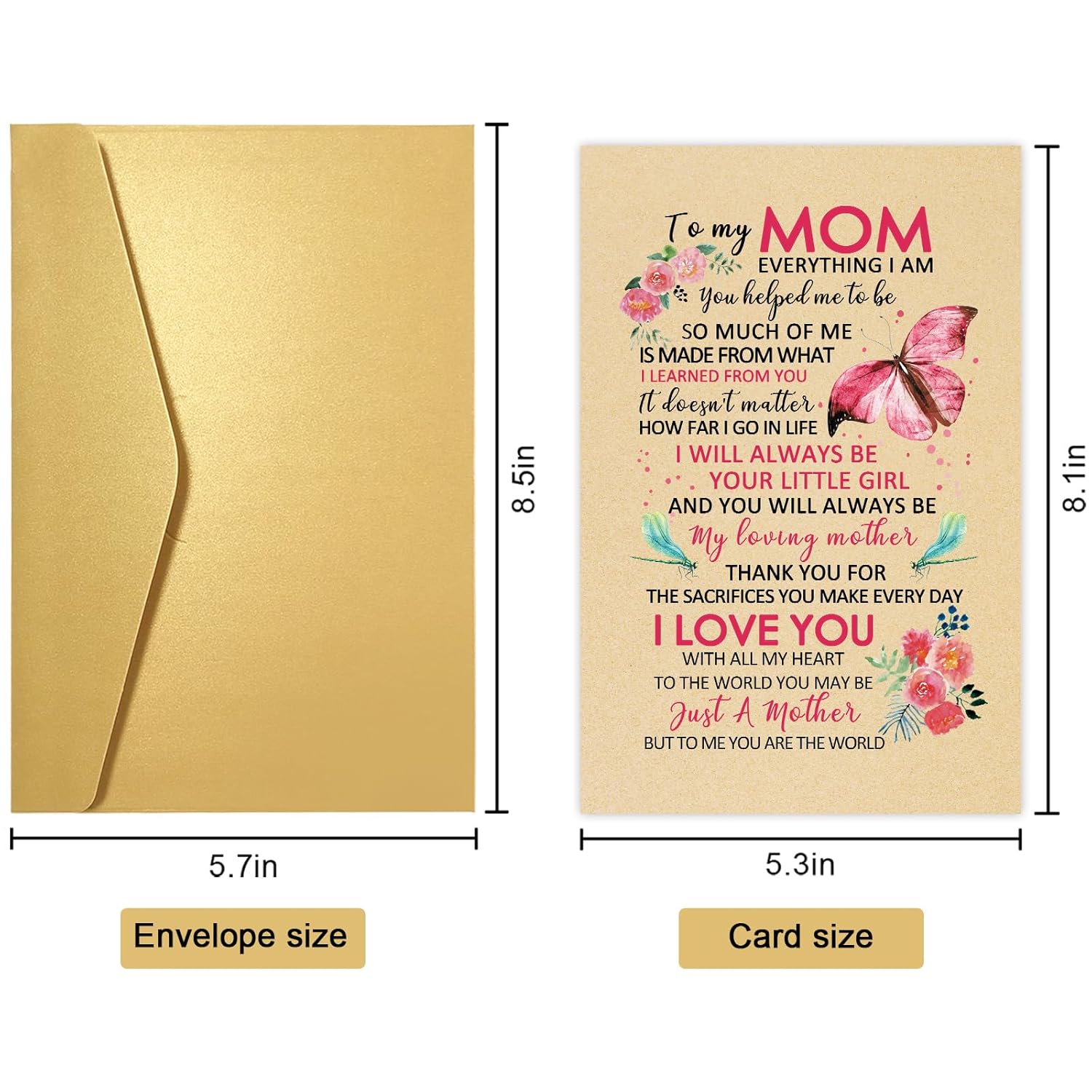 Heartfelt Birthday Card For Mom, Poem Mother Birthday Card From Daughter, To Me You Are The World...