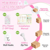 Pink Flower Wall Backdrop Decor - Floral Wall Panel 3.5Ft X 4.6Ft Hydrangea Artificial Flowers For Wedding Baby Bridal Shower Birthday Photoshoot Outdoors Background