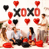 10Pcs Valentines Balloons Decorations - 18 Inch Red Heart Balloons And Black Heart Shaped Balloon - Valentine Foil Balloon For Valentines Day Party Decorations - Romantic Special Night Party Supplies