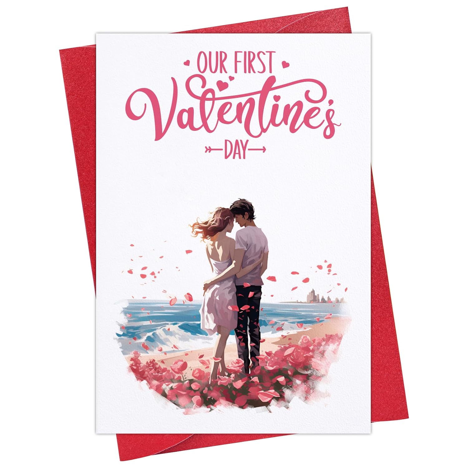 First Valentines Card For Him Her Husband Wife Our First Valentines Day Gifts Card For Boyfriend Girlfriend Romantic 1St Valentine'S Day Greeting Card Gifts With Envelope For Men Women Couple