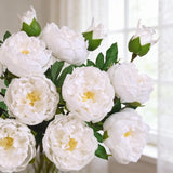 3Pcs Real Touch Peonies Artificial Flowers, 22In White Fake Peonies Artificial Peonies Flowers Latex Large Faux Peony Flowers For Centerpiece Table Wedding Party Home Decor