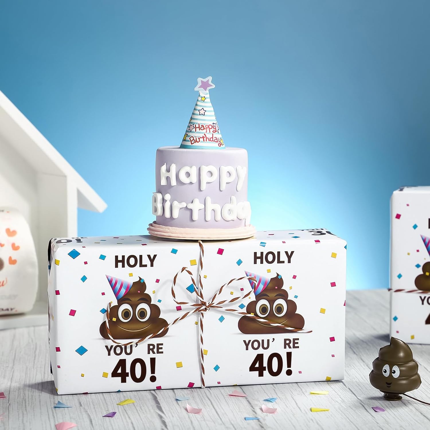 Funny 40Th Birthday Wrapping Paper Sheet - 6 Sheets Holy Shit You'Re 40 Design Folded Flat For Birthday, Party, Prank - 19.7 Inch X 27.5 Inch Per Sheet