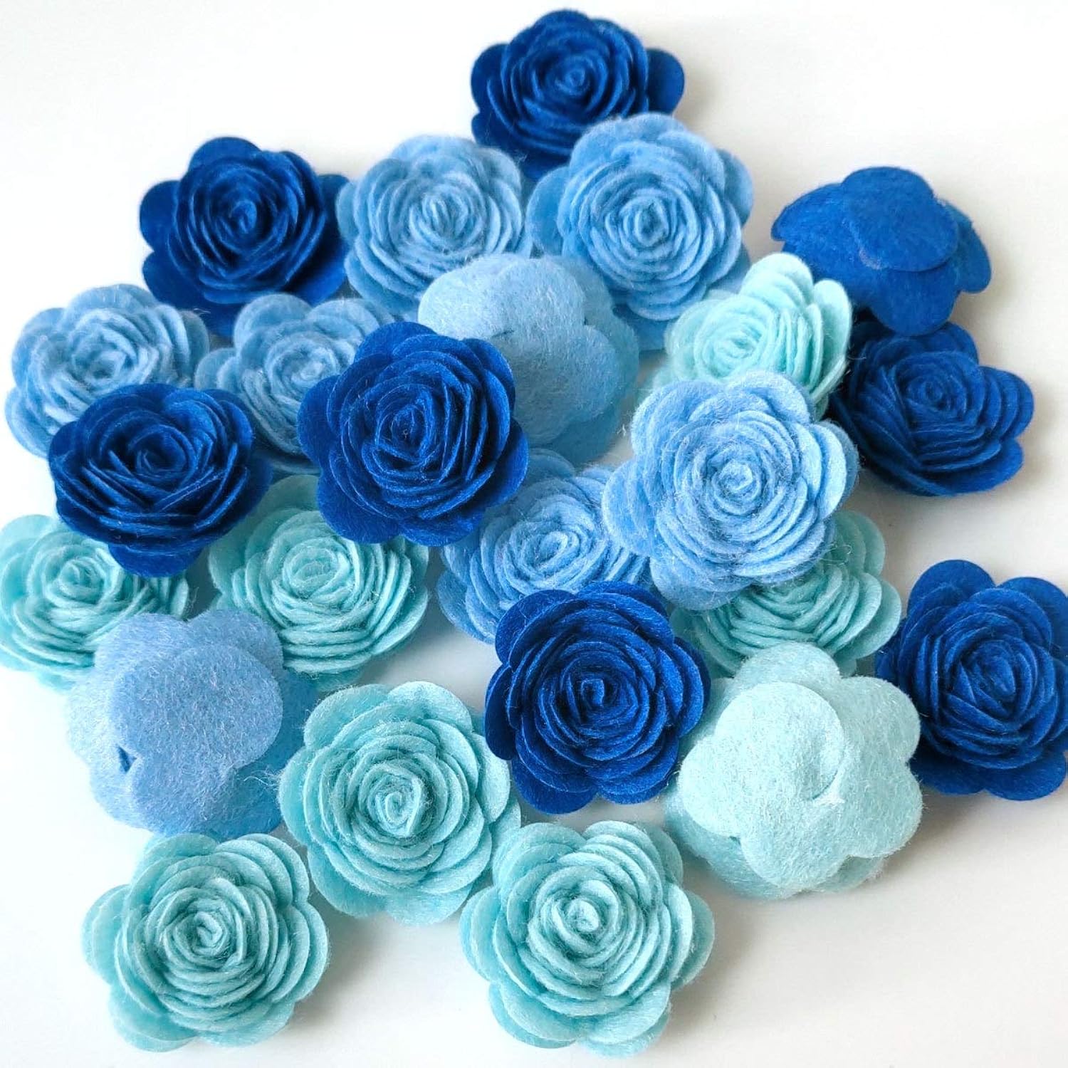 24Pcs Felt Fabric Flowers Embellishments For Crafts, 1.2 Inch Nonwoven Appliques Ornament With 30 Stickers For Diy Wedding Bride Cards, Gift Wrapping, Sewing, Scrapbook, Photo Frame Album Decoration